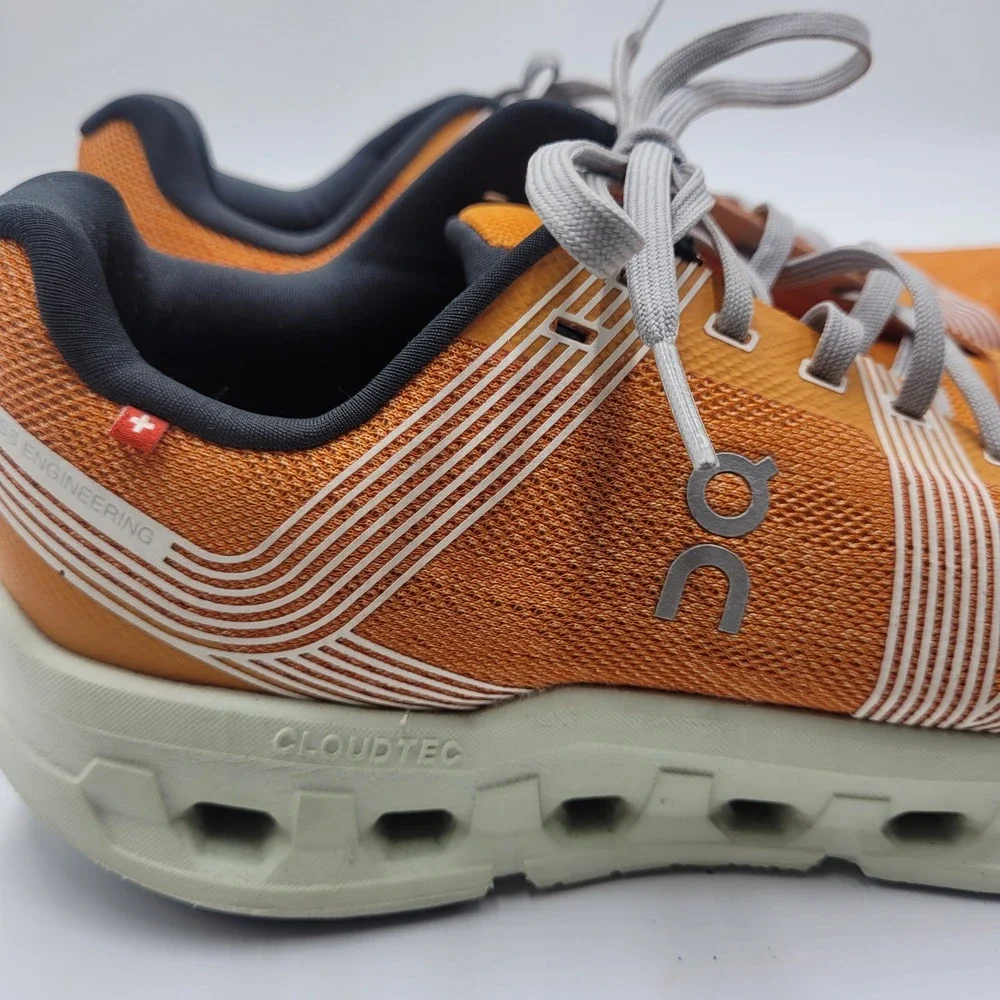 On Cloud Cloudgo Mens Running Shoes Orange Grey CloudTec Sneakers Size 8 Active